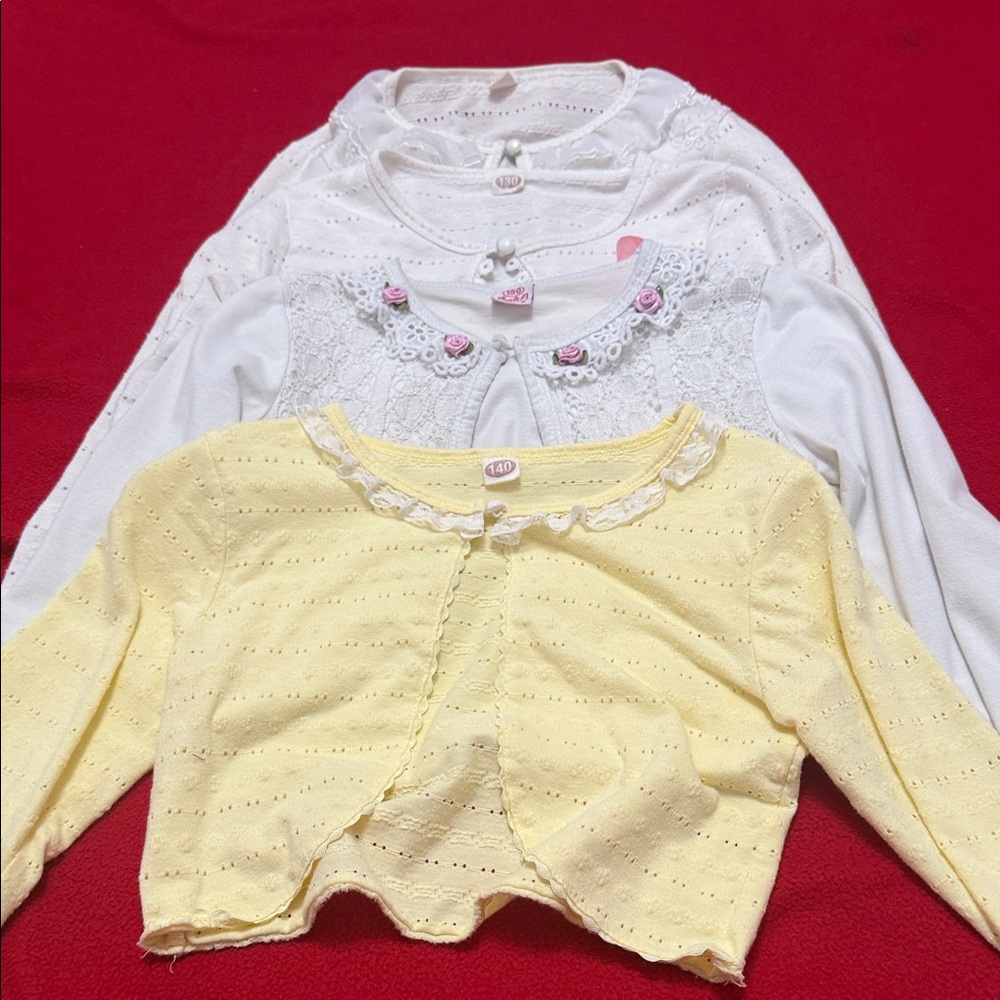 Yellow and White Kids Cardigan Set